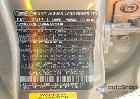 2017 Land Rover Discovery Sport Hse from USA, damaged, VIN SALCR2BG6HH697432